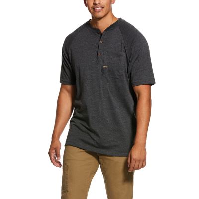 Ariat Rebar Cotton Strong - Henley DiepGrijs Heren - 21620-930